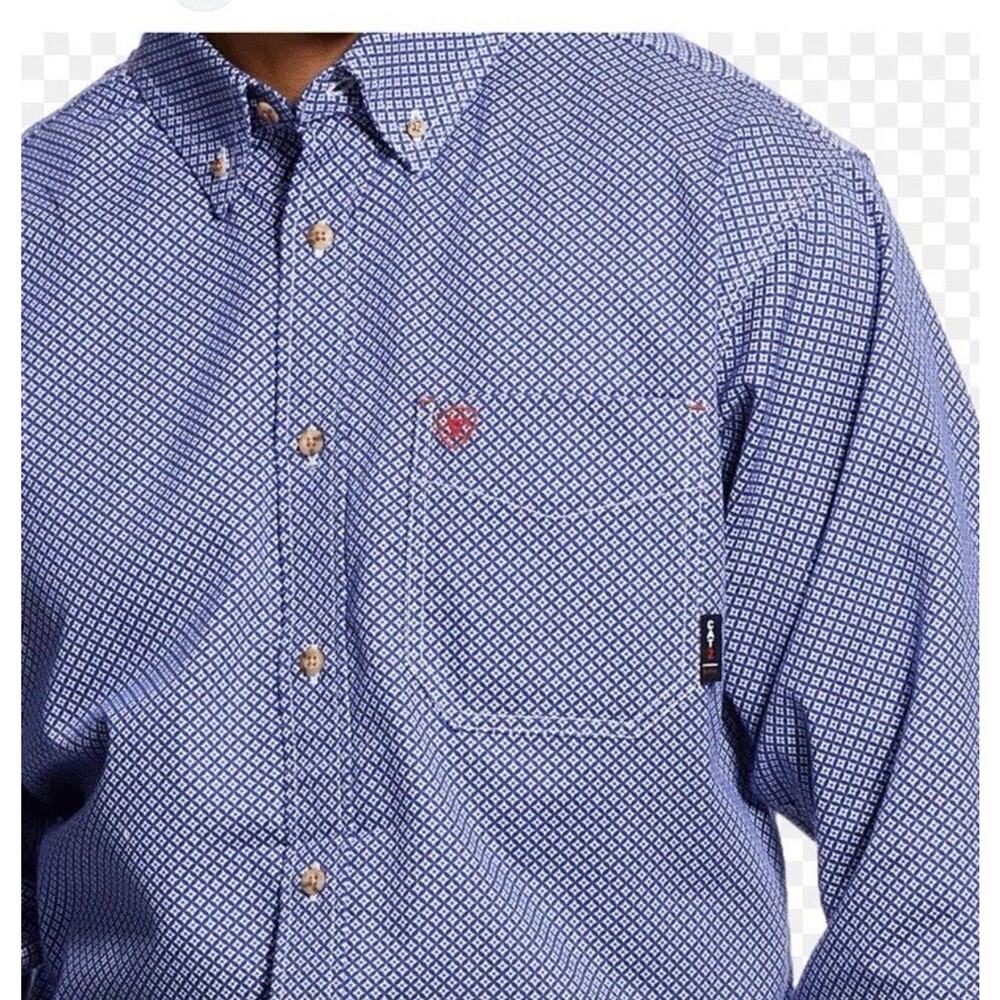 Ariat FR Flame Resistant Shirt XXL Blue Work Western Button Down 10025421